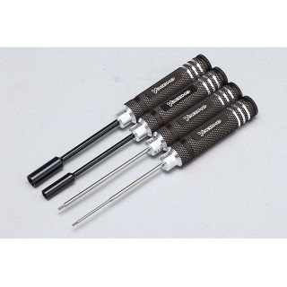 Yokomo Racing Tool Hex/Nut Screwdriver Set of 4 (1.5/2.0/5.5/7.0mm) Black [YT-YRTSBA]