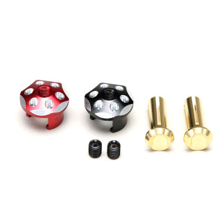Yokomo Aluminum Battery Plug Cap Set Φ4 (Red/Black) [RP-121P4]