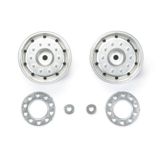 Tamiya Matte chrome semi-wide wheel (for 30mm tire, hexagonal hub type) [TROP-19]