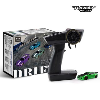 HiTEC TURBO RACING 1/76 Scale C64 Green 2WD Drift Car [C64-GN]
