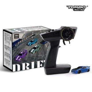 HiTEC TURBO RACING 1/76 Scale C64 Blue 2WD Drift Car [C64-BL]