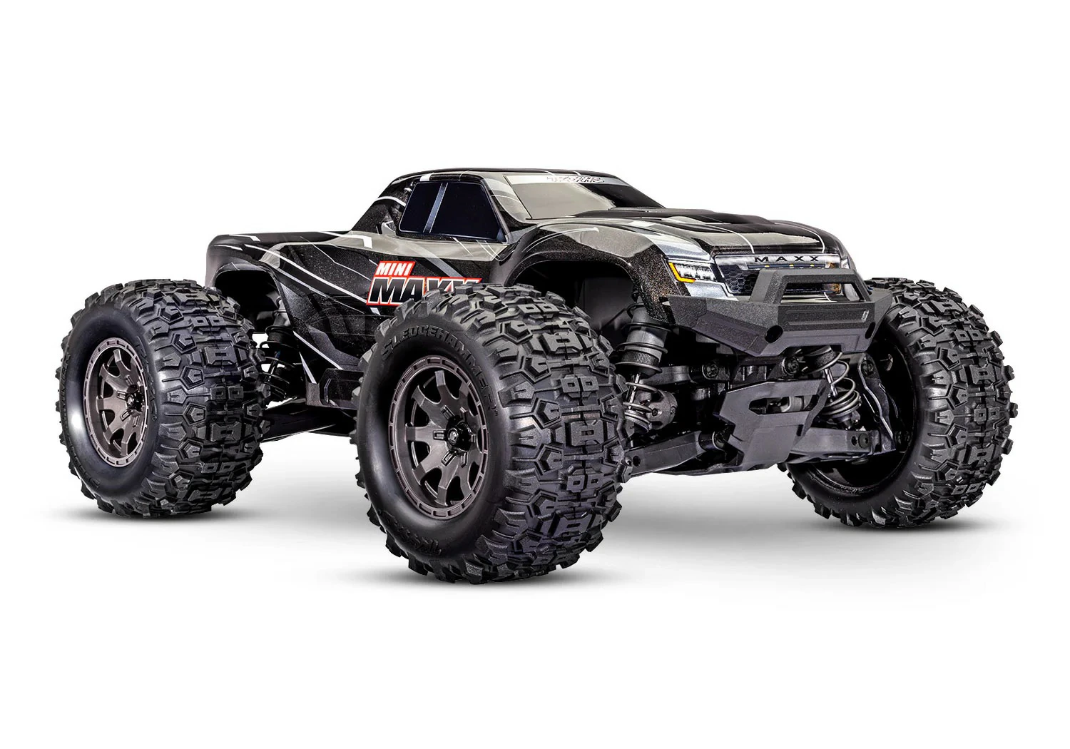 TRAXXAS 1/16 MINI MAXX 4WD MONSTER TRUCK BLACK VERSION RTR EP W/ TQ 2.4GHZ RADIO SYSTEM [107154-1-BLK]