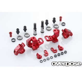 Overdose Adjustable Aluminum Knuckle Set type-2 (for RWD/Red) [OD2438b]
