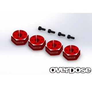 Overdose Aluminum wheel hub set (6mm/red/4pcs) [OD2873]