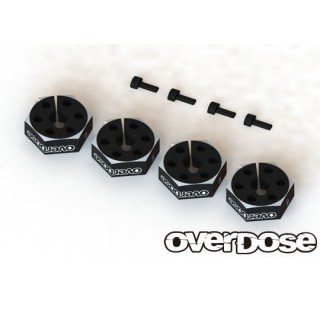 Overdose Aluminum wheel hub set (6mm/black/4pcs) [OD2478b]
