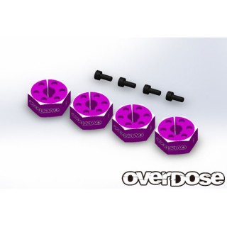 Overdose Aluminum Wheel Hub Set (6mm / Purple / 4pcs) [OD2872]